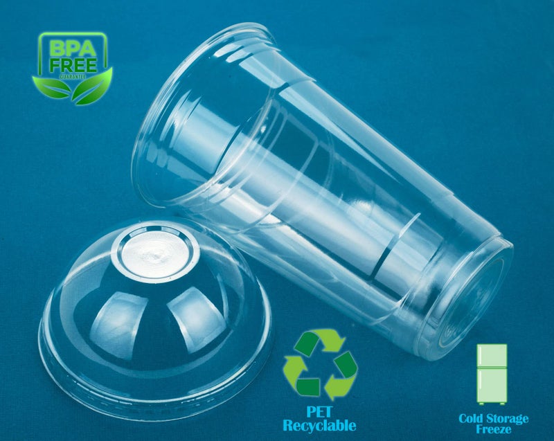 Golden Apple Cup series, 24oz Clear Plastic cups with Dome lids no hole 50sets, BPA Free - Image 3